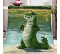 Fleece Blanket GreenThrow - Versatile Soft Warm Blanket Fluffy Throws Cartoon Animal Crocodile for Sofa Couch Cozy Bed Flannel Blanket for Travel 130x150 cm