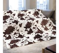 Brown Cow Print Blanket King Size Throw Blanket for Bed Soft Warm Lightweight Throws and Blankets Plush Flannel Fleece Big Blanket for Father Mother Friends Families Couples 90" x 108"