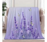 Fleece Blanket Lavender Purple Butterfly Throw Blanket 150x200 cm Versatile Soft Warm Blankets Fluffy Throws for Sofa Couch, Purple Cozy Bed Flannel Blankets for Travel, fit All Season