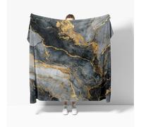 Fleece Blanket Marble Modern Creative Soft Warm Cozy Personalised Gifts Throw Blankets Gold Sherpa Blanket, for Bed, Couch, Sofa, Single 130x150cm