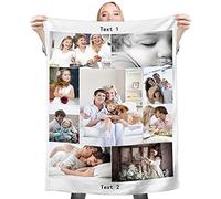 Fleece Blanket Personalised Photo Custom Personalized Throw Blanket Dog Super Soft Collage Customised Pictures Names Texts For Baby & Adult With Pet Photos Birthday Wedding Gift (9 photos, 150*200cm)
