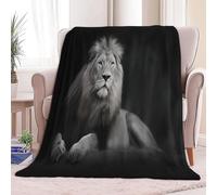 Fleece Blanket Photography Animal Lion Portrait Sherpa Fluffy Flannel Blanket Checkered Blankets Soft Warm Cozy Throw Blankets for Bed Couch Sofa Armchairs Picnic, Black, Queen