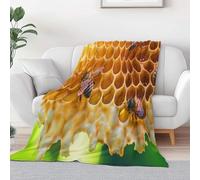 Fleece Blanket Photography Insects Bees Sherpa Fluffy Flannel Blanket Checkered Blankets Soft Warm Cozy Throw Blankets for Bed Couch Sofa Armchairs Picnic, Yellow, Queen