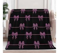 Fleece Blanket Pink Bow 150x200 cm 3D Printing Sherpa Throw Blanket, Flannel Throw for Sofa Bed Settees, Sofa Warm Cozy, for Baby Kids Audlt