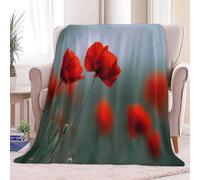 Fleece Blanket Plants And Flowers Peace Sherpa Fluffy Flannel Blanket Checkered Blankets Soft Warm Cozy Throw Blankets for Bed Couch Sofa Armchairs Picnic, Gray-Blue, Queen