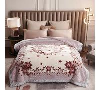 Fleece Blanket Plush Blanket Queen Size 71x87inch, 6.6LB Heavy Korean Mink Blanket Silky Soft and Warm, 2 Ply A&B Printed Raschel Bed Blanket