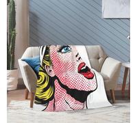 Fleece Blanket Plush Cozy Fuzzy Throw Blanket for Couch Bed,Vintage Comic Style Woman Singing Pop Art Illustration Mobile Wallpaper Soft Warm Blanket