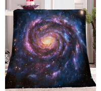 Fleece Blanket Purple Throw Versatile Soft Warm Blanket Fluffy Throws for Bed Double Size, Cozy Solid Flannel Twin Blanket for autumn and winter sofa bed, Galactic stars