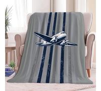 Fleece Blanket Retro Airplane Stripes Simple Sherpa Fluffy Flannel Blanket Checkered Blankets Soft Warm Cozy Throw Blankets for Bed Couch Sofa Armchairs Picnic, Grey, Queen