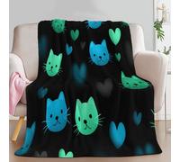 Fleece Blanket Simple Cat Pattern Sherpa Fluffy Flannel Blanket Checkered Blankets Soft Warm Cozy Throw Blankets for Bed Couch Sofa Armchairs Picnic, Black, King size