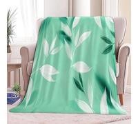 Fleece Blanket Simple Plants Leaves Sherpa Fluffy Flannel Blanket Checkered Blankets Soft Warm Cozy Throw Blankets for Bed Couch Sofa Armchairs Picnic, Green, Queen