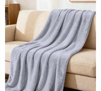 Fleece Blanket Sofa Throw 60 x 160 cm Polyester Sofa Throw Blanket Soft Cosy Warm for Bed and Couch Double/Twin Size, Light Grey