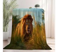 Fleece Blanket Soft Cozy Reversible 50" x 60", Animal Photography Wilderness Lion Printed Blankets for Kids Boys Adults - Fluffy Warm Sherpa Throw All Season for Bed Couch Sofa Color