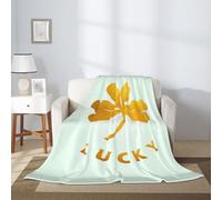 Fleece Blanket, Soft Throw for Home Decorelegant Gold Four-Leaf Clover and Lucky Text Mobile Wallpaper