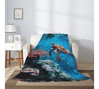 Fleece Blanket, Soft Throw for Home Decorpeaceful Sea Turtle Swimming in Vibrant Coral Reef Mobile Wallpaper