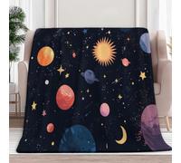 Fleece Blanket Space Cartoon Planet 180x200 cm Sherpa Throw Blankets for Sofa Bed, Soft Warm Fluffy 3D Print Versatile Blanket, for All Season