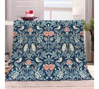 Fleece Blanket Strawberry Thief William Morris 180x200 cm Sherpa Blanket Bed Throws Blankets, Throws for Sofas Fluffy Warm Soft Microfiber Blanket for Bed Settees Armchairs