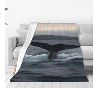 Fleece Blanket Super Soft Cozy Throw Blankets Warm Lightweight Fuzzy Plush Flannel Blanket Anti-Pilling Lap Blanket Humpback Whale Tail Bed Blankets for Travel Couch Sofa 50"x40"