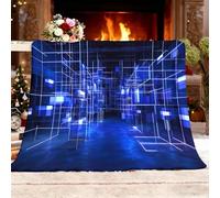 Fleece Blanket Throw Blanket Sherpa Fluffy Flannel Double 150x200cm Sci-Fi Geometric Space Soft Warm Cozy Throw Blankets Bedding Blanket Dark Blue for Bedroom Living Rooms Office