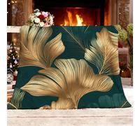 Fleece Blanket Throw Blanket Sherpa Fluffy Flannel Single 130x150cm Luxurious Botanical Palm Leaves Soft Warm Cozy Throw Blankets Bedding Blanket Dark Green for Bedroom Living Rooms Office