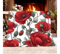 Fleece Blanket Throw -Versatile Soft Décor Blanket Fluffy Throws Animals Florals Close-Up Sherpa Warm Sofa Bed Blanket 140x180cm Red Cozy Flannel Blankets for Travel, All Seasons