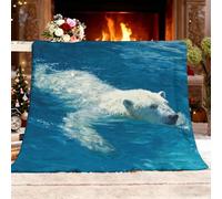 Fleece Blanket Throw -Versatile Soft Décor Blanket Fluffy Throws Close-Up Of An Animal A Polar Bear Sherpa Warm Sofa Bed Blanket 150x200cm Blue Cozy Flannel Blankets for Travel, All Seasons