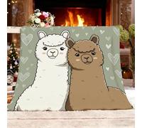 Fleece Blanket Throw -Versatile Soft Décor Blanket Fluffy Throws Cute Alpaca Close-Up Sherpa Warm Sofa Bed Blanket 140x180cm Light Green Cozy Flannel Blankets for Travel, All Seasons