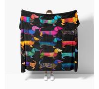 Fleece Blanket Throws Baby size 70x100cm Fluffy & Warm Blanket for Bed, Versatile Soft Animal Dachshund Flannel Blankets for Sofa Couch Black Lightweight Cozy Throws for Travel