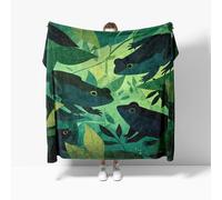 Fleece Blanket Throws Baby size 70x100cm Fluffy & Warm Blanket for Bed, Versatile Soft Animal Frog Pattern Flannel Blankets for Sofa Couch Green Lightweight Cozy Throws for Travel