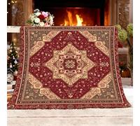 Fleece Blanket Throws Baby size 70x100cm Fluffy & Warm Blanket for Bed, Versatile Soft Dark Red Flannel Blankets for Sofa Couch Geometric Gold Pattern Lightweight Cozy Throws for Travel