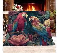 Fleece Blanket Throws Baby size 70x100cm Fluffy & Warm Blanket for Bed, Versatile Soft Multicolor Flannel Blankets for Sofa Couch Jungle Animal Parrot Lightweight Cozy Throws for Travel