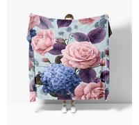 Fleece Blanket Throws Baby size 70x100cm Fluffy & Warm Blanket for Bed, Versatile Soft Romantic Floral Pattern Flannel Blankets for Sofa Couch Colorful Lightweight Cozy Throws for Travel
