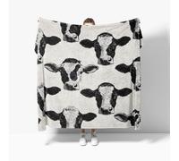 Fleece Blanket Throws Single 130x150cm Fluffy & Warm Blanket for Bed, Versatile Soft Abstract Cow Print Flannel Blankets for Sofa Couch Black And White Lightweight Cozy Throws for Travel