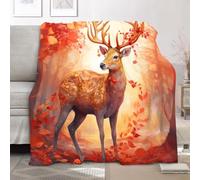 Fleece Blanket Throws Single 130x150cm Fluffy & Warm Blanket for Bed, Versatile Soft Abstract Pattern Elk Flannel Blankets for Sofa Couch Red Lightweight Cozy Throws for Travel