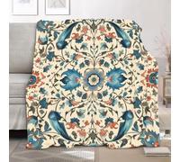 Fleece Blanket Throws Single 130x150cm Fluffy & Warm Blanket for Bed, Versatile Soft Creative Floral Painting Flannel Blankets for Sofa Couch Beige Lightweight Cozy Throws for Travel