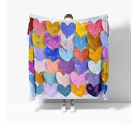 Fleece Blanket Throws Small Single 100x130cm Fluffy & Warm Blanket for Bed, Versatile Soft Heart-Shaped Print Flannel Blankets for Sofa Couch Colorful Lightweight Cozy Throws for Travel