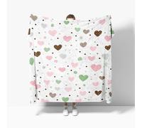 Fleece Blanket Throws Small Single 100x130cm Fluffy & Warm Blanket for Bed, Versatile Soft Romantic Heart Print Flannel Blankets for Sofa Couch Light Color Lightweight Cozy Throws for Travel
