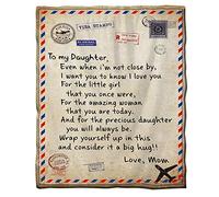 Fleece Blanket to My Daughter Letter Printed Quilts Dad Mom for Daughter's Air Mail Blanket Positive Encourage and Love Daughter's Flannel Blanket Gifts Christmas Thanksgiving Gifts 150x200 cm