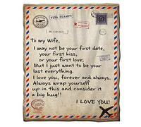 Fleece Blanket to My Wife Letter Printed Quilts Husband for Wife's Air Mail Blanket Love Words to Wife that YOU ARE my LIFE Flannel Blanket Gifts 150x200 cm