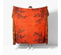 Fleece Blanket Traditional Chinese Art Soft Warm Cozy Personalised Gifts Throw Blankets Orange Color Sherpa Blanket, for Bed, Couch, Sofa, Double 150x200cm