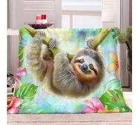Fleece Blanket Tropical Animals Sloth Leaves 130x150 cm Soft Fluffy Warm Sherpa Throw Blanket, Sofa Bed Fleece Throw Blanket, Camping Travel Lightweight Blanket for Adult Kids