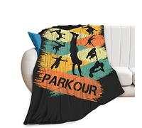 Fleece Blanket Vintage Parkour Free Running Funny Pattern Blankets Reversible Bed Blanket Thick Throw Blanket For Birthday Settees Couch 50x40in