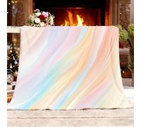 Fleece Blanket Warm Soft Romance Rainbow Lines Flannel Plush for Outdoor Fade-Resistant Throw Blankets Camping Colorful Sherpa Blanket for Bed and Couch All Season Super King 180x220cm