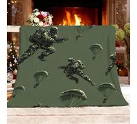Fleece Blanket Warm Soft Special Forces Theme Flannel Plush for Outdoor Fade-Resistant Throw Blankets Camping Green Sherpa Blanket for Bed and Couch All Season Single 130x150cm