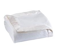 Fleece Blanket with Satin Trim (Off White, Full Queen)
