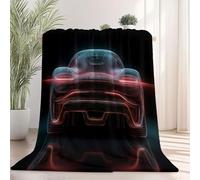 Fleece Blankets Black Red Cosy & Soft Throw Blanket, Movies Abstract Sports Cars Printed Fleece Throw Blanket for Bed Couch and Travel Bedding & Decorations 180 x 200 cm