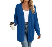 Fleece Cardigan for Women UK Open Front V Neck Knitted Cardigans | Long Maxi Soft Fleece Cardigan,Long Sleeve Lightweight Sweatshirt with Pockets,Ribbed Knit Outerwear Sweater Dating and Party