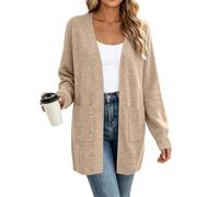 Fleece Cardigan for Women UK Open Front V Neck Knitted Cardigans | Long Maxi Soft Fleece Cardigan,Long Sleeve Lightweight Sweatshirt with Pockets,Ribbed Knit Outerwear Sweater Dating and Party