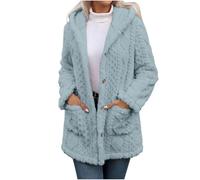 Fleece Cardigans for Women Sherpa Oversized Hoodie Coat Fluffy Open Front Twisted Knit Texture Pattern Jacket Fuzzy Hooded Longline Jackets Extra Soft Elegant Ladies Overcoat - Women Gifts