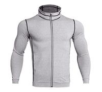 Fleece Coat for Men Warm Plush Jacket Top Men Fitness Training Quick-drying Jacket Solid Color Casual Zipper Long-sleeved Sports Quick-drying Outwear for Outdoor Hiking Work Walking Warm (Silver, XL)